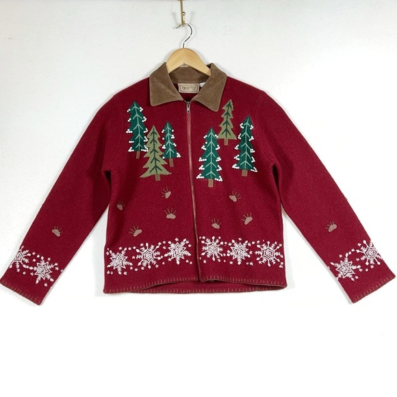 Painted pony red women’s full zip Christmas cropped jacket size medium - Picture 16 of 16